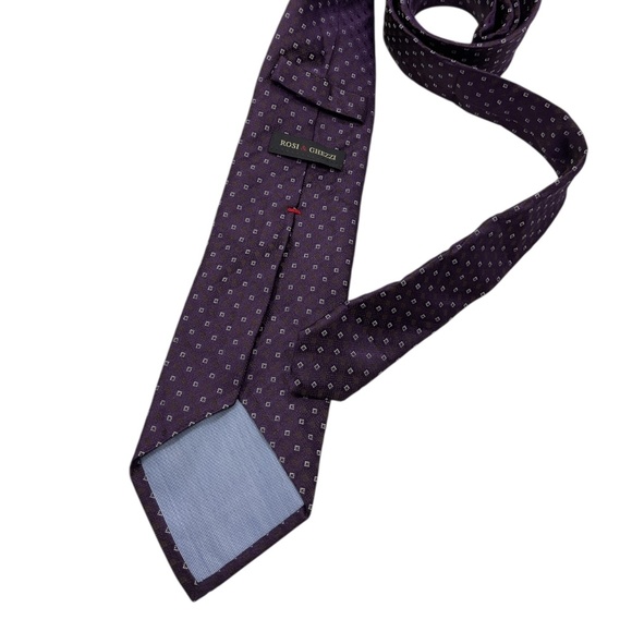 ROSI & GHEZZI Purple/White Geometric Silk LUXURY Tie ITALY - Picture 2 of 5